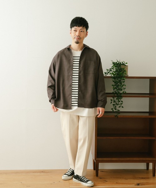 ITEMS URBANRESEARCH(アイテムズ アーバンリサーチ)の「オーバーサイズボーダー バスクカットソー(Tシャツ/カットソー・メンズ・ネイビー/オフホワイト/ブラック・LARGE/MEDIUM)」の4枚目の写真