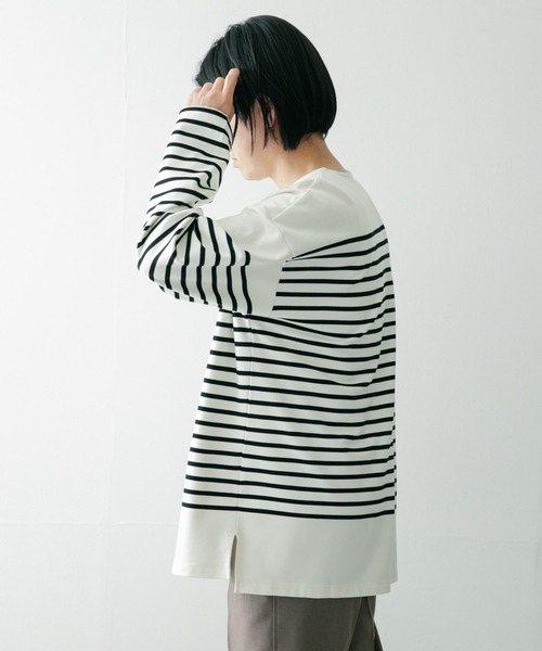 ITEMS URBANRESEARCH(アイテムズ アーバンリサーチ)の「オーバーサイズボーダー バスクカットソー(Tシャツ/カットソー・メンズ・ネイビー/オフホワイト/ブラック・LARGE/MEDIUM)」の14枚目の写真