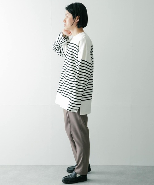 ITEMS URBANRESEARCH(アイテムズ アーバンリサーチ)の「オーバーサイズボーダー バスクカットソー(Tシャツ/カットソー・メンズ・ネイビー/オフホワイト/ブラック・LARGE/MEDIUM)」の18枚目の写真