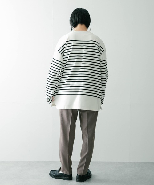 ITEMS URBANRESEARCH(アイテムズ アーバンリサーチ)の「オーバーサイズボーダー バスクカットソー(Tシャツ/カットソー・メンズ・ネイビー/オフホワイト/ブラック・LARGE/MEDIUM)」の10枚目の写真