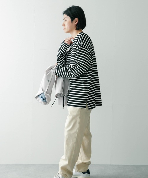 ITEMS URBANRESEARCH(アイテムズ アーバンリサーチ)の「オーバーサイズボーダー バスクカットソー(Tシャツ/カットソー・メンズ・ネイビー/オフホワイト/ブラック・LARGE/MEDIUM)」の11枚目の写真