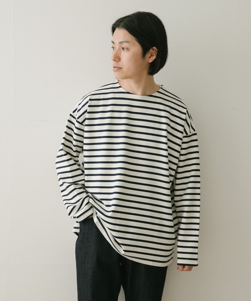 ITEMS URBANRESEARCH(アイテムズ アーバンリサーチ)の「オーバーサイズボーダー バスクカットソー(Tシャツ/カットソー・メンズ・ネイビー/オフホワイト/ブラック・LARGE/MEDIUM)」の12枚目の写真