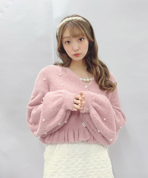 Swankiss(スワンキス)の「JF valentine knit(ニット/セーター・レディース・ホワイト/ピンク/ブラック・FREE)」の3枚目の写真