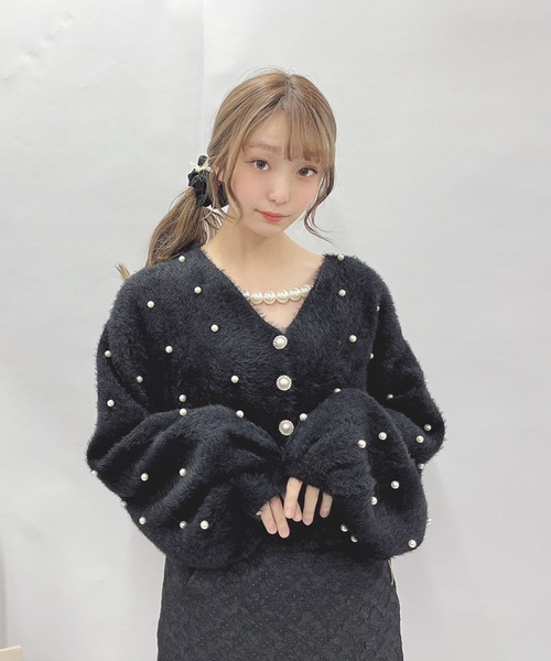 Swankiss(スワンキス)の「JF valentine knit(ニット/セーター・レディース・ホワイト/ピンク/ブラック・FREE)」の2枚目の写真