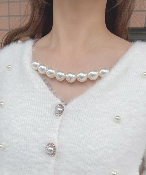 Swankiss(スワンキス)の「JF valentine knit(ニット/セーター・レディース・ホワイト/ピンク/ブラック・FREE)」の6枚目の写真