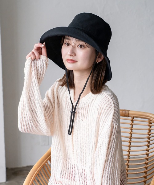 VitaFelice（ヴィータフェリーチェ）の「接触冷感キャペリンハット 深め つば広ハット【完全遮光100％/紫外線遮蔽率99.9%以上/UPF50+/接触冷感】手洗い可能（ハット・レディース・ベージュ系その他/ブラック/アイボリー/ベージュ系その他2/ピンク系その他/グレー系その他/ネイビー・FREE）」の18枚目の写真