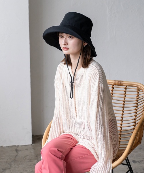 VitaFelice（ヴィータフェリーチェ）の「接触冷感キャペリンハット 深め つば広ハット【完全遮光100％/紫外線遮蔽率99.9%以上/UPF50+/接触冷感】手洗い可能（ハット・レディース・ベージュ系その他/ブラック/アイボリー/ベージュ系その他2/ピンク系その他/グレー系その他/ネイビー・FREE）」の19枚目の写真