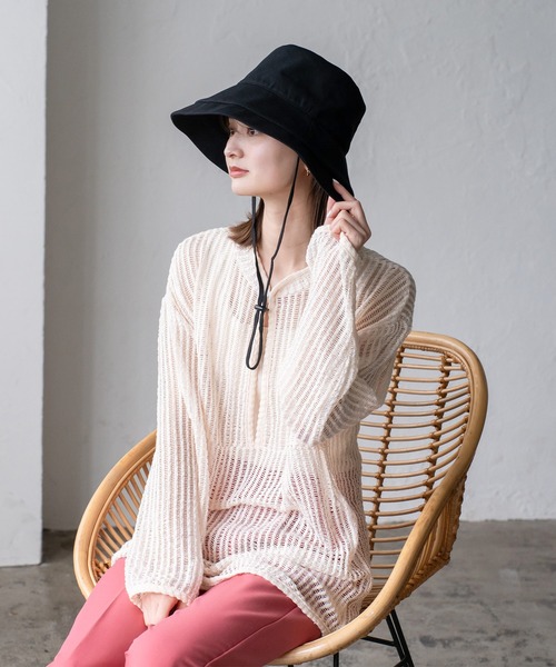 VitaFelice（ヴィータフェリーチェ）の「接触冷感キャペリンハット 深め つば広ハット【完全遮光100％/紫外線遮蔽率99.9%以上/UPF50+/接触冷感】手洗い可能（ハット・レディース・ベージュ系その他/ブラック/アイボリー/ベージュ系その他2/ピンク系その他/グレー系その他/ネイビー・FREE）」の20枚目の写真