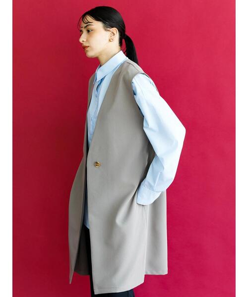 koe（コエ）の「ツイルロングジレ＊（ベスト・レディース・ブラック/モカ/ライトカーキ・M）」の5枚目の写真