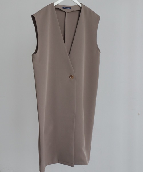 koe（コエ）の「ツイルロングジレ＊（ベスト・レディース・ブラック/モカ/ライトカーキ・M）」の12枚目の写真