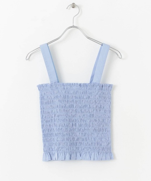 HEYUMM（ヘユム）の「シャーリングフリルトップ（キャミソール・レディース・ライトブルー/ブラック/ミント・ONE）」の3枚目の写真