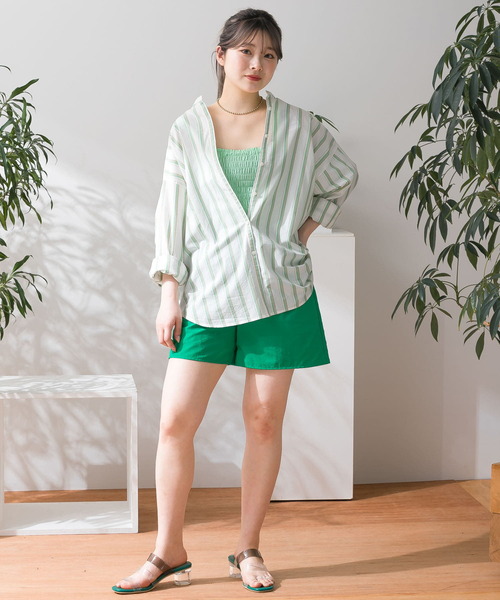 HEYUMM（ヘユム）の「シャーリングフリルトップ（キャミソール・レディース・ライトブルー/ブラック/ミント・ONE）」の19枚目の写真