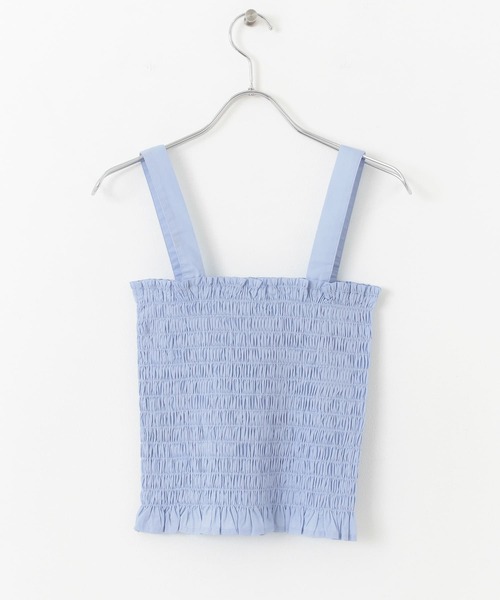 HEYUMM（ヘユム）の「シャーリングフリルトップ（キャミソール・レディース・ライトブルー/ブラック/ミント・ONE）」の5枚目の写真