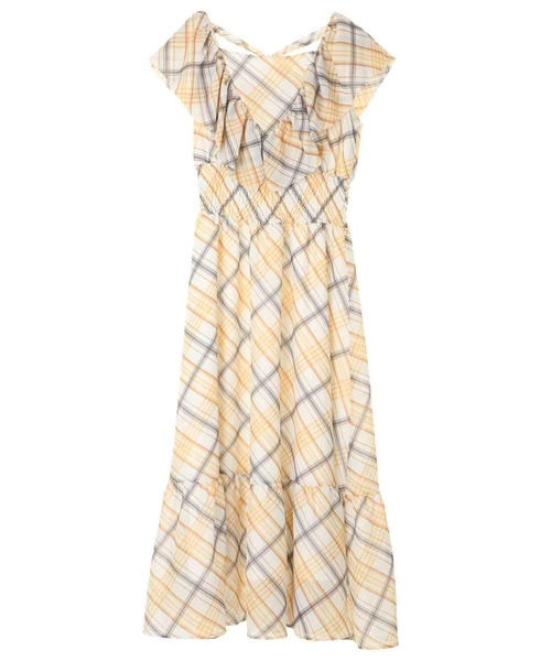 31 Sons de mode（トランテアン　ソン　ドゥ　モード）の「シアーチェックフリルワンピース（ワンピース・レディース・イエロー/サックスブルー/ベージュ・36/38）」の17枚目の写真