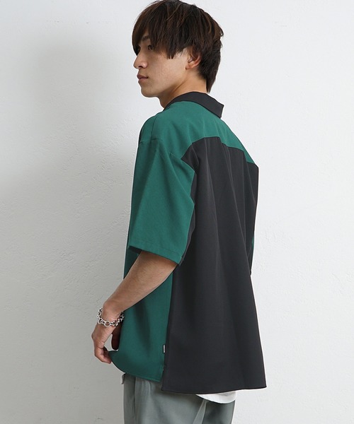 MinoriTY(マイノリティ)の「【MinoriTY】ハーフジップ切替シャツ 半袖シャツ メンズ 無地 秋服 夏服(シャツ/ブラウス・メンズ・ベージュ/ブルー/グリーン・M/L)」の7枚目の写真