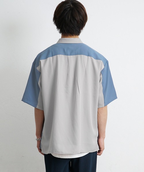 MinoriTY(マイノリティ)の「【MinoriTY】ハーフジップ切替シャツ 半袖シャツ メンズ 無地 秋服 夏服(シャツ/ブラウス・メンズ・ベージュ/ブルー/グリーン・M/L)」の9枚目の写真