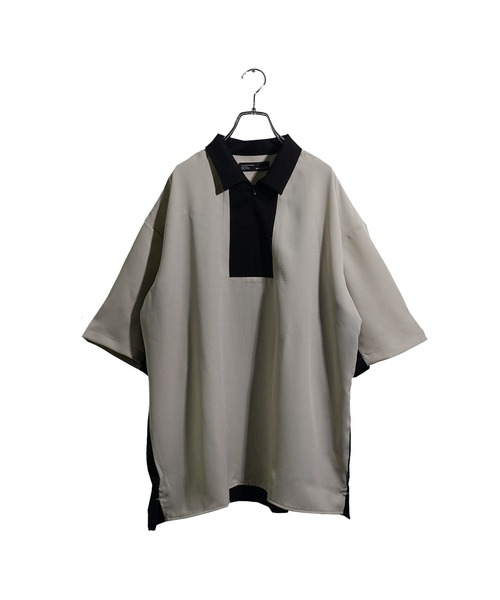 MinoriTY(マイノリティ)の「【MinoriTY】ハーフジップ切替シャツ 半袖シャツ メンズ 無地 秋服 夏服(シャツ/ブラウス・メンズ・ベージュ/ブルー/グリーン・M/L)」の13枚目の写真