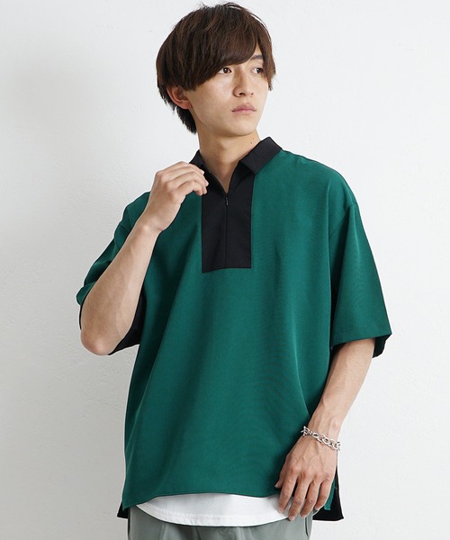 MinoriTY(マイノリティ)の「【MinoriTY】ハーフジップ切替シャツ 半袖シャツ メンズ 無地 秋服 夏服(シャツ/ブラウス・メンズ・ベージュ/ブルー/グリーン・M/L)」の19枚目の写真