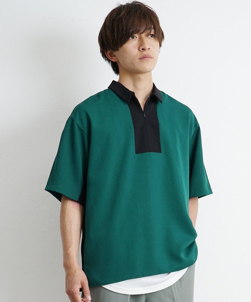 MinoriTY(マイノリティ)の「【MinoriTY】ハーフジップ切替シャツ 半袖シャツ メンズ 無地 秋服 夏服(シャツ/ブラウス・メンズ・ベージュ/ブルー/グリーン・M/L)」の20枚目の写真