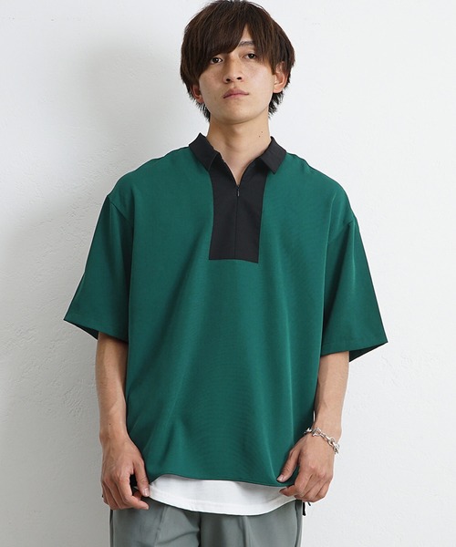 MinoriTY(マイノリティ)の「【MinoriTY】ハーフジップ切替シャツ 半袖シャツ メンズ 無地 秋服 夏服(シャツ/ブラウス・メンズ・ベージュ/ブルー/グリーン・M/L)」の18枚目の写真