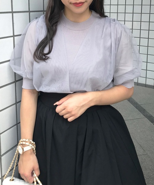 INGNI（イング）の「シアーニット（Tシャツ/カットソー・レディース・アイボリー/ブラック/ピンクベージュ/グレー系その他・M）」の3枚目の写真