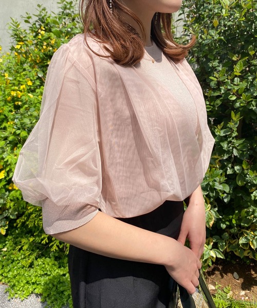 INGNI（イング）の「シアーニット（Tシャツ/カットソー・レディース・アイボリー/ブラック/ピンクベージュ/グレー系その他・M）」の6枚目の写真