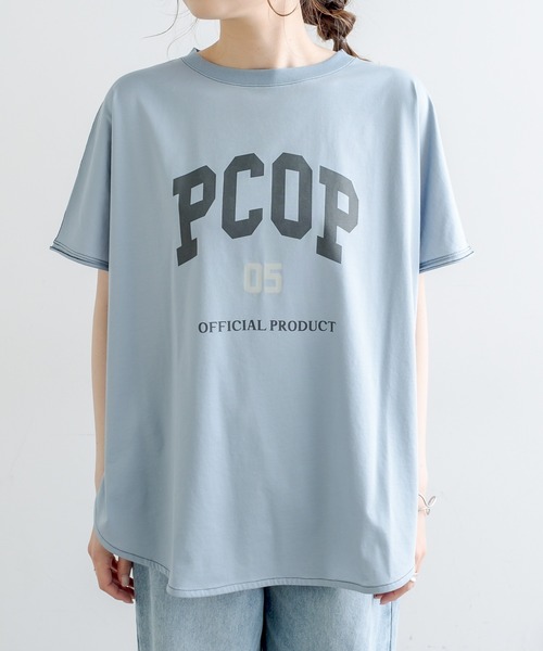 PUAL CE CIN（ピュアルセシン）の「シルケットPCOP プリントTシャツ（Tシャツ/カットソー・レディース・チャコールグレー/ベージュ/サックスブルー/アイボリー・FREE）」の18枚目の写真
