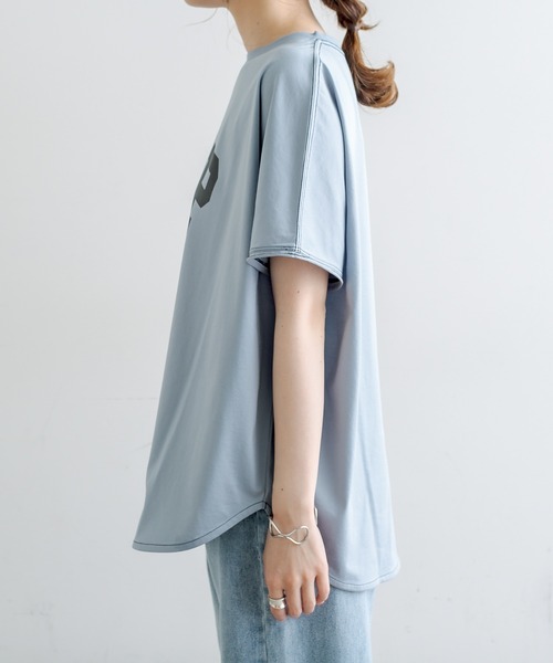 PUAL CE CIN（ピュアルセシン）の「シルケットPCOP プリントTシャツ（Tシャツ/カットソー・レディース・チャコールグレー/ベージュ/サックスブルー/アイボリー・FREE）」の19枚目の写真