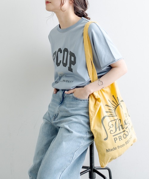 PUAL CE CIN（ピュアルセシン）の「シルケットPCOP プリントTシャツ（Tシャツ/カットソー・レディース・チャコールグレー/ベージュ/サックスブルー/アイボリー・FREE）」の13枚目の写真