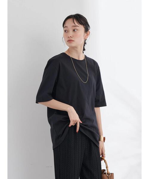 earth music&ecology（アースミュージックアンドエコロジー）の「クルーネックスムースTシャツ（Tシャツ/カットソー・レディース・ブラック/ダークグリーン/オフホワイト/ライトブラウン・S/M/L）」の18枚目の写真