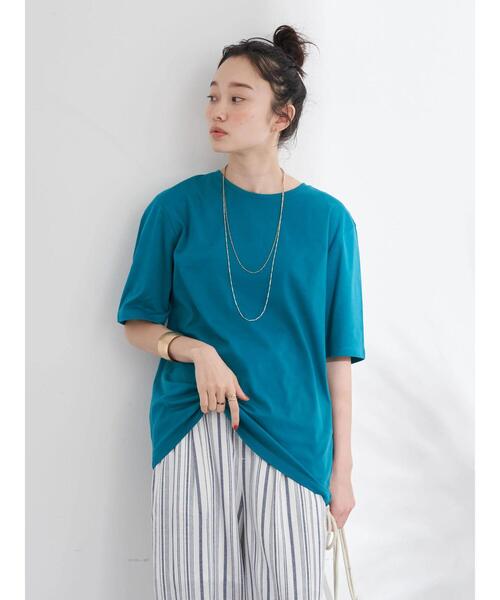 earth music&ecology（アースミュージックアンドエコロジー）の「クルーネックスムースTシャツ（Tシャツ/カットソー・レディース・ブラック/ダークグリーン/オフホワイト/ライトブラウン・S/M/L）」の20枚目の写真