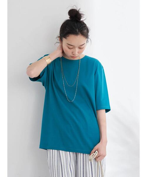 earth music&ecology（アースミュージックアンドエコロジー）の「クルーネックスムースTシャツ（Tシャツ/カットソー・レディース・ブラック/ダークグリーン/オフホワイト/ライトブラウン・S/M/L）」の21枚目の写真