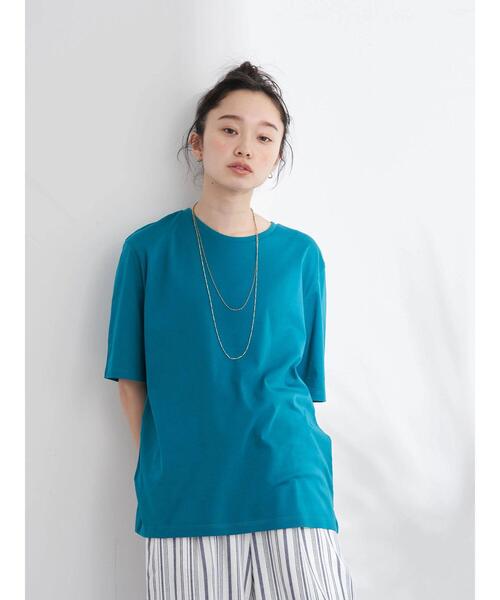 earth music&ecology（アースミュージックアンドエコロジー）の「クルーネックスムースTシャツ（Tシャツ/カットソー・レディース・ブラック/ダークグリーン/オフホワイト/ライトブラウン・S/M/L）」の22枚目の写真