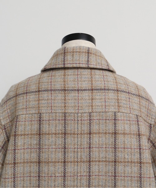 chambre de charme（シャンブルドゥシャーム）の「cdc リサイクルウール 先染め ゆるりコート（ステンカラーコート・レディース・クリーム/ネイビー・FREE）」の14枚目の写真