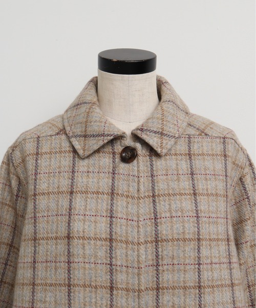 chambre de charme（シャンブルドゥシャーム）の「cdc リサイクルウール 先染め ゆるりコート（ステンカラーコート・レディース・クリーム/ネイビー・FREE）」の13枚目の写真