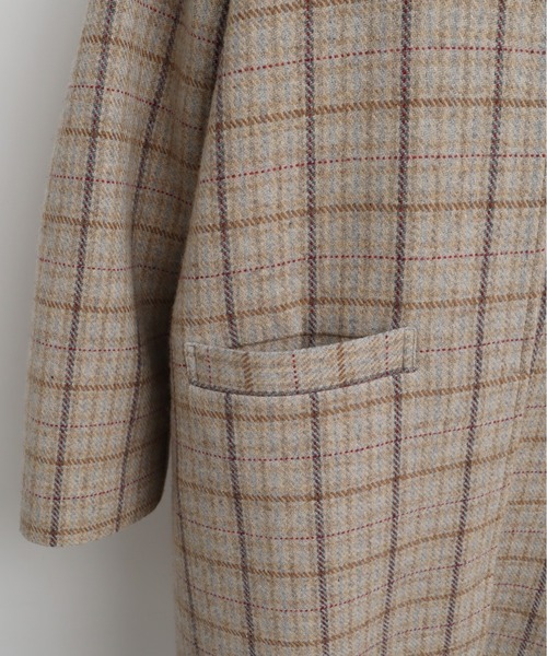 chambre de charme（シャンブルドゥシャーム）の「cdc リサイクルウール 先染め ゆるりコート（ステンカラーコート・レディース・クリーム/ネイビー・FREE）」の18枚目の写真