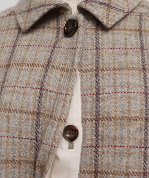 chambre de charme（シャンブルドゥシャーム）の「cdc リサイクルウール 先染め ゆるりコート（ステンカラーコート・レディース・クリーム/ネイビー・FREE）」の20枚目の写真