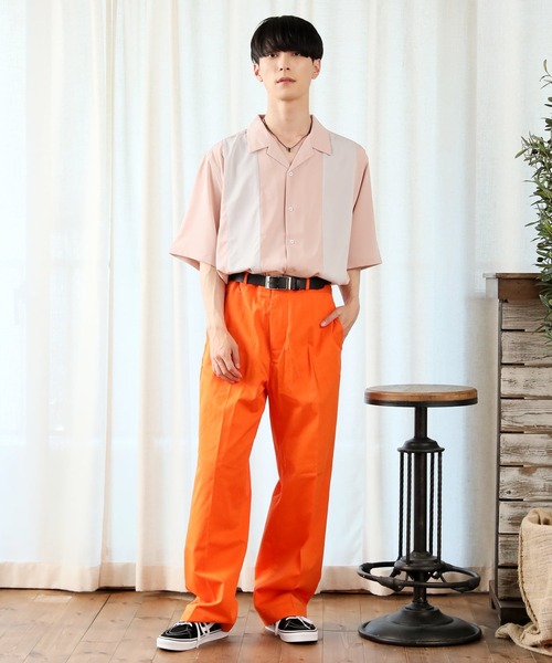 TopIsm（トップイズム）の「コットンツイル センタープレス ワイドチノパンツ/カラーパンツ（チノパンツ・メンズ・チャコールグレー/ブラック/ベージュ/オフホワイト/ピンク/オレンジ/ブルー/グリーン/マスタード/ワイン・LL/M/L）」の20枚目の写真