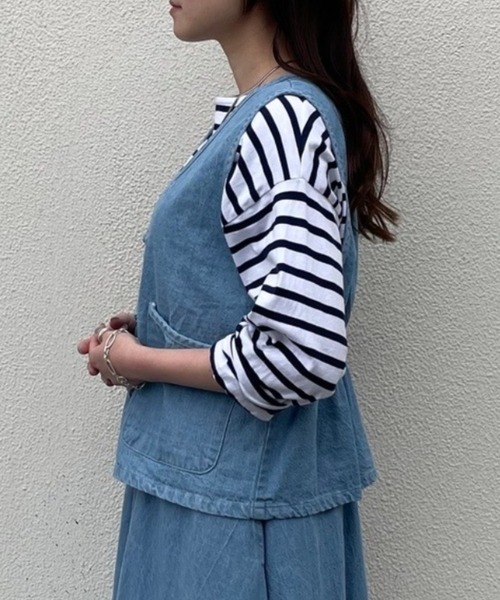 DuKKah（デュカ）の「Dukkah/【低身長向け】チャイナベスト（ベスト・レディース・ライトインディゴブルー/アイボリー・FREE）」の10枚目の写真