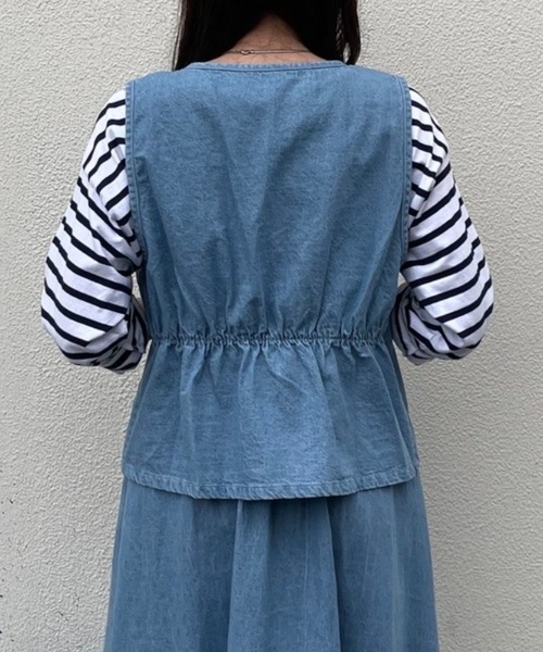 DuKKah（デュカ）の「Dukkah/【低身長向け】チャイナベスト（ベスト・レディース・ライトインディゴブルー/アイボリー・FREE）」の11枚目の写真