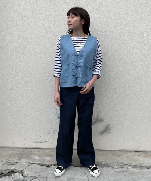 DuKKah（デュカ）の「Dukkah/【低身長向け】チャイナベスト（ベスト・レディース・ライトインディゴブルー/アイボリー・FREE）」の3枚目の写真