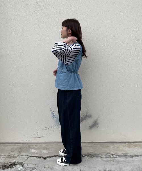 DuKKah（デュカ）の「Dukkah/【低身長向け】チャイナベスト（ベスト・レディース・ライトインディゴブルー/アイボリー・FREE）」の4枚目の写真