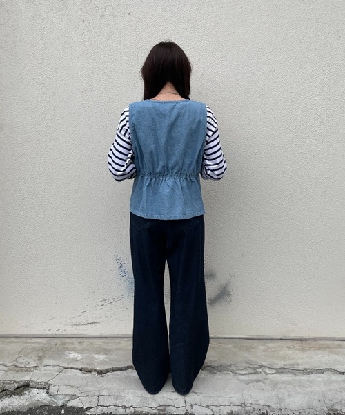 DuKKah（デュカ）の「Dukkah/【低身長向け】チャイナベスト（ベスト・レディース・ライトインディゴブルー/アイボリー・FREE）」の5枚目の写真