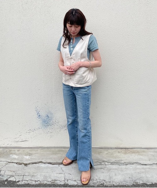 DuKKah（デュカ）の「Dukkah/【低身長向け】チャイナベスト（ベスト・レディース・ライトインディゴブルー/アイボリー・FREE）」の14枚目の写真