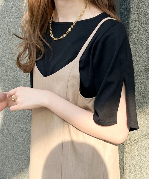 Ambre Ciel(アンブルシエル)の「ソデスリットTEE/【WEB/EC限定商品】(Tシャツ/カットソー・レディース・ホワイト/ブラック・FREE)」の2枚目の写真