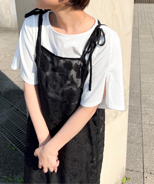 Ambre Ciel(アンブルシエル)の「ソデスリットTEE/【WEB/EC限定商品】(Tシャツ/カットソー・レディース・ホワイト/ブラック・FREE)」の3枚目の写真