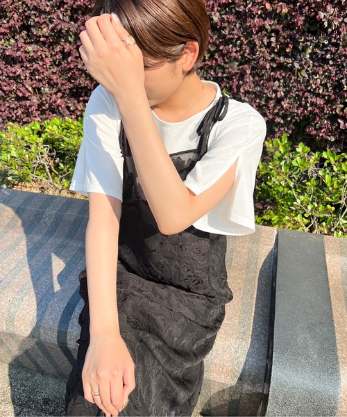 Ambre Ciel(アンブルシエル)の「ソデスリットTEE/【WEB/EC限定商品】(Tシャツ/カットソー・レディース・ホワイト/ブラック・FREE)」の4枚目の写真
