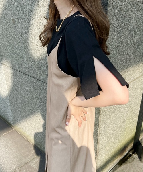 Ambre Ciel(アンブルシエル)の「ソデスリットTEE/【WEB/EC限定商品】(Tシャツ/カットソー・レディース・ホワイト/ブラック・FREE)」の6枚目の写真