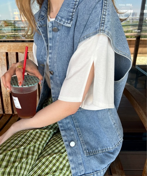 Ambre Ciel(アンブルシエル)の「ソデスリットTEE/【WEB/EC限定商品】(Tシャツ/カットソー・レディース・ホワイト/ブラック・FREE)」の9枚目の写真