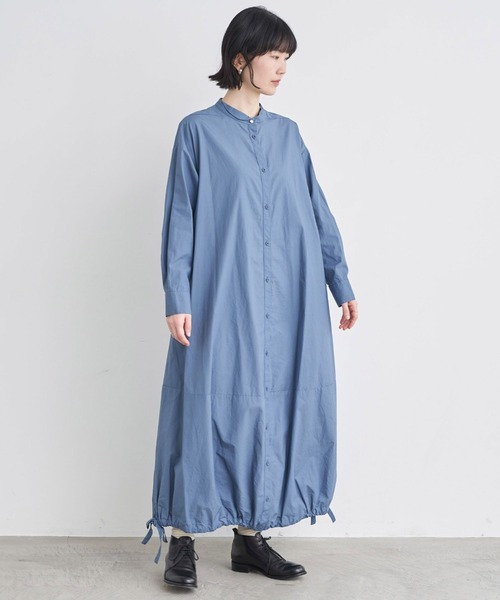 l'atelier du savon（アトリエドサボン）の「C/タイプライター　コクーンワンピース（シャツワンピース・レディース・ブラック/ブルー/カーキ/ピンク・FREE）」の4枚目の写真